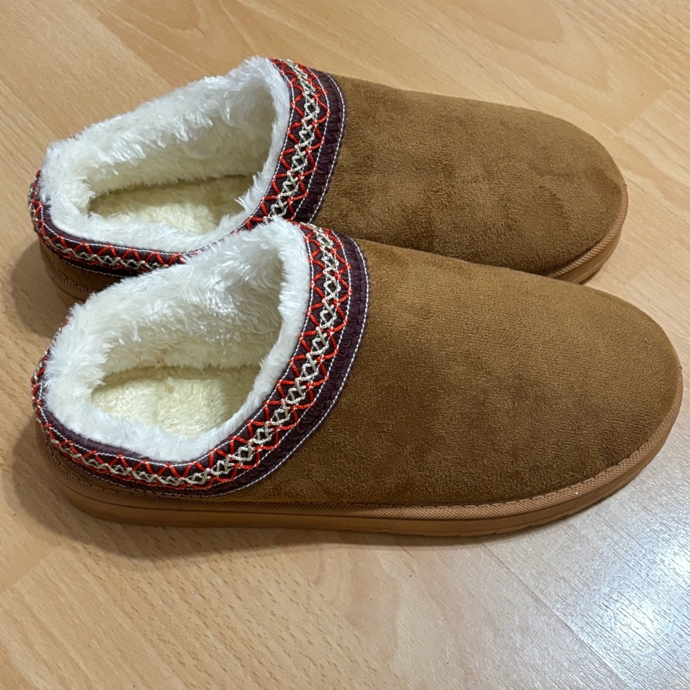 Cozy Brown Suede Slippers